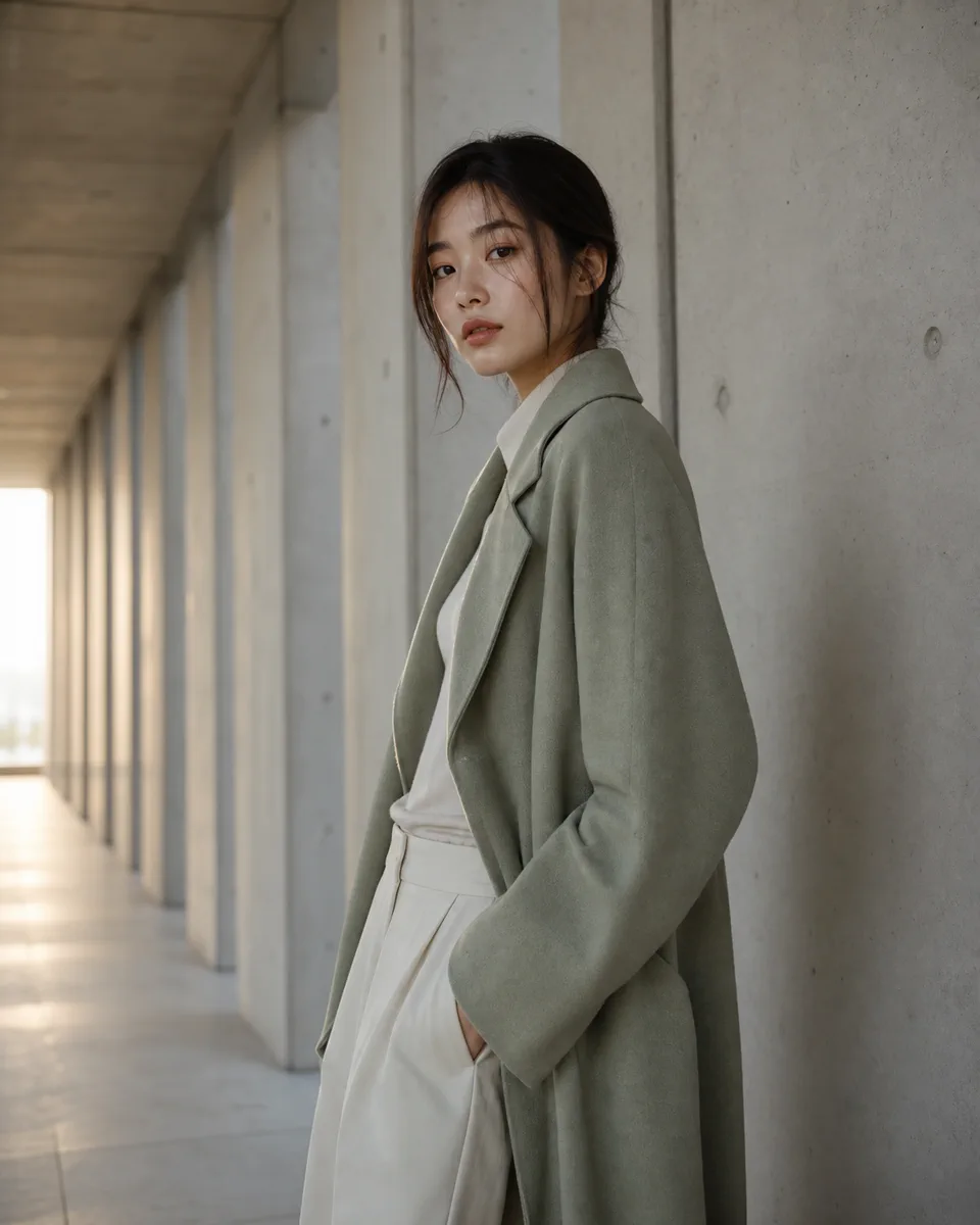 建筑走廊中的原创人像摄影概念参考图